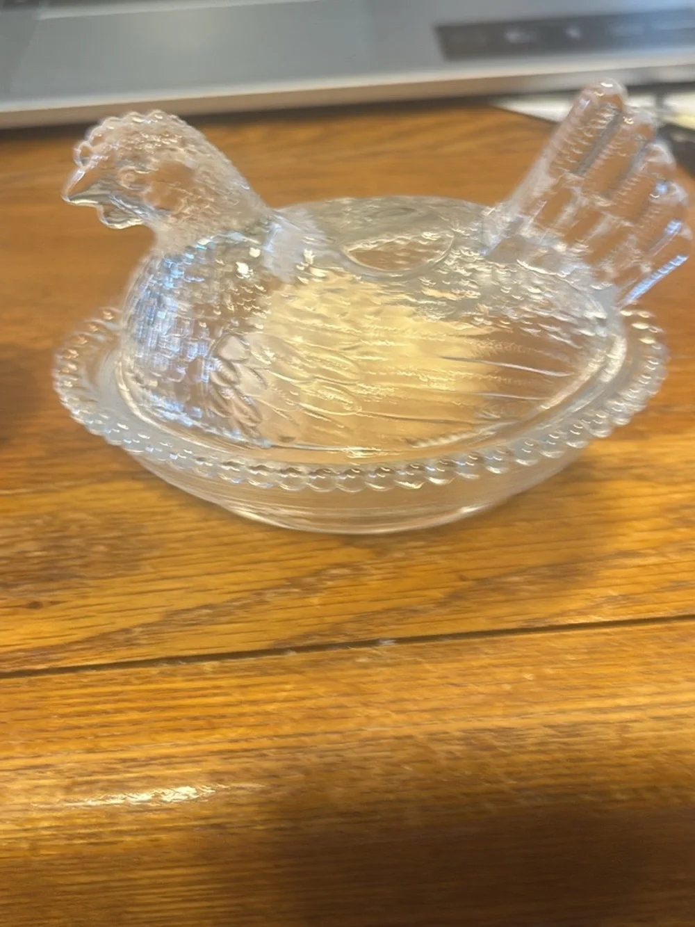 Clear Glass Lidded Dish & Black Glass Salt Cellar Set